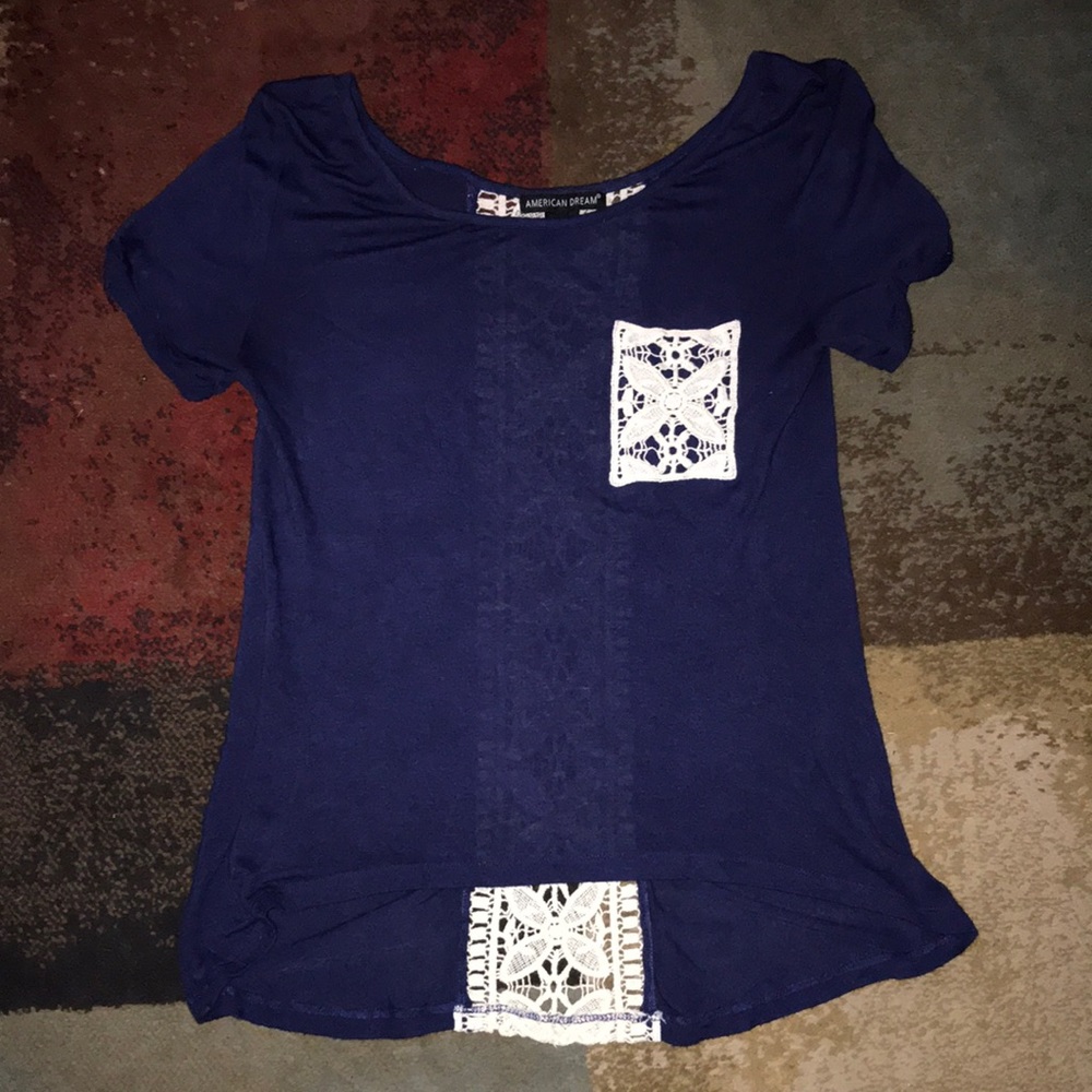 Navy blue shirt with lace